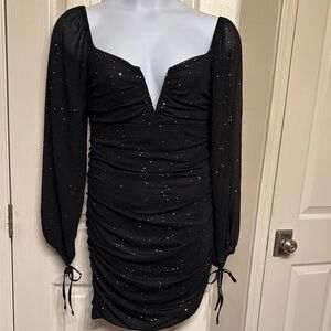 Elegant Black Ruched Dress